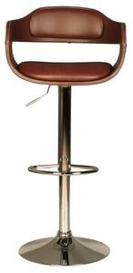 Anna Faux Leather Bar Stool In Brown With Chrome Base