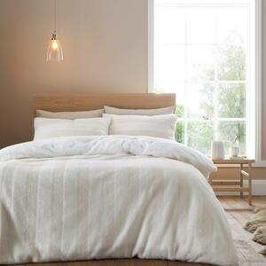 Bianca Cosy Soft Stripe Faux Fur Duvet Cover and Pillowcase Set