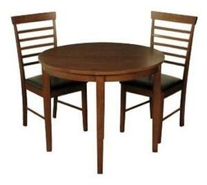 Hanover Round Half Moon Dining Table In Dark Oak With 2 Chairs