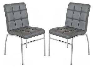 Coco Grey Faux Leather Dining Chairs With Chrome Legs In Pair