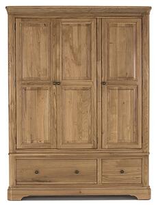 Carman Wooden Wardrobe With 3 Doors And 2 Drawers In Natural