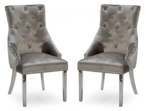 Enmore Knockerback Champagne Velvet Dining Chairs In Pair