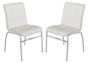 Coco White Faux Leather Dining Chairs With Chrome Legs In Pair