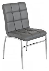 Coco Faux Leather Dining Chair In Grey With Chrome Legs