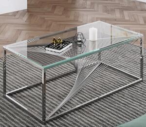 Bolzano Clear Glass Coffee Table With Silver Stainless Steel Leg