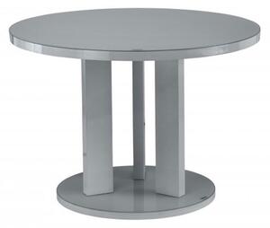 Brambee Glass Round Dining Table In Grey High Gloss