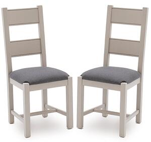 Amberley Grey Oak Wooden Dining Chairs With Fabric Seat In Pair