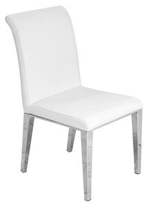 Kirkland Faux Leather Dining Chair In White With Chrome Legs