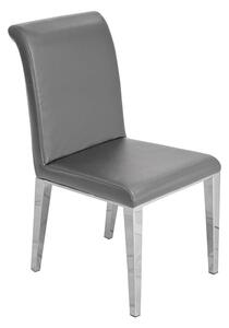 Kirkland Faux Leather Dining Chair In Grey With Chrome Legs