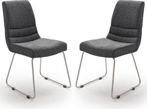 Montera Anthracite Fabric Cantilever Dining Chairs In Pair