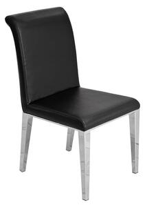 Kirkland Faux Leather Dining Chair In Black With Chrome Legs