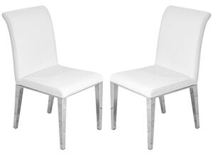 Kirkland White Faux Leather Dining Chairs In Pair