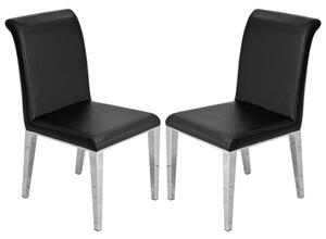 Kirkland Black Faux Leather Dining Chairs In Pair