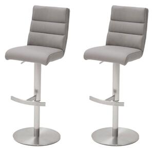 Hiulia Ice Grey Bar Stool With Stainless Steel Base In Pair