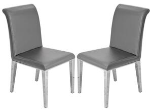 Kirkland Grey Faux Leather Dining Chairs In Pair