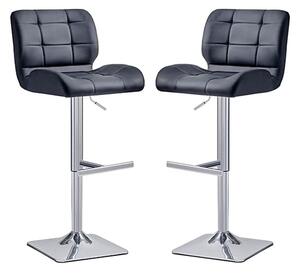 Candid Black Faux Leather Bar Stools With Chrome Base In Pair