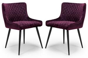 Malmo Mulberry Velvet Fabric Dining Chair In A Pair