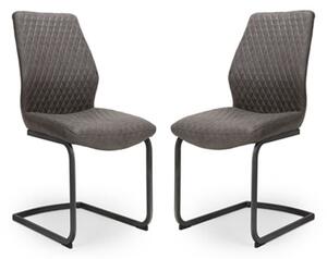 Charlie Grey Faux Leather Dining Chairs In A Pair