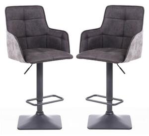 Ordos Dark Grey Fabric Bar Stools With Metal Base In Pair