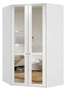 New Tork Tall Mirrored Corner Wardrobe In White