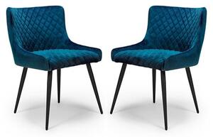 Malmo Blue Velvet Fabric Dining Chair In A Pair