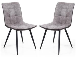 Rizhao Light Grey Fabric Dining Chairs With Black Legs In Pair