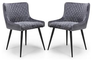 Malmo Grey Velvet Fabric Dining Chair In A Pair