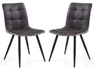 Rizhao Dark Grey Fabric Dining Chairs With Black Legs In Pair