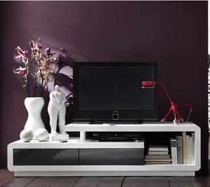 Celia Wooden TV Stand In Gloss White And Grey With 2 Drawers