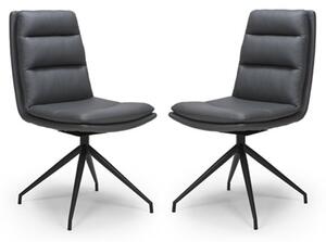 Nobo Grey Faux Leather Dining Chair With Black Legs In Pair