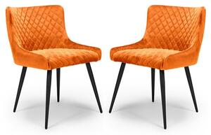 Malmo Burnt Orange Velvet Fabric Dining Chair In A Pair