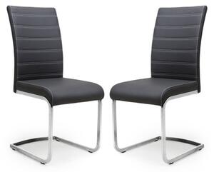 Conary Black Leather Cantilever Dining Chair In A Pair