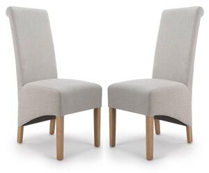 Kyoto Plain Cappuccino Fabric Dining Chairs With Oak Leg In Pair