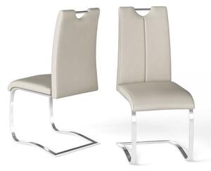 Gerrans Cream Leather Dining Chairs With Chrome Base In Pair