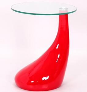 Carman Clear Glass Lamp Table With Red High Gloss Base