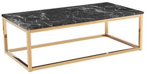 Cantara Marble Effect Wooden Coffee Table With Gold Metal Frame