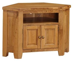 Adriel Corner Wooden TV Stand In Light Oak