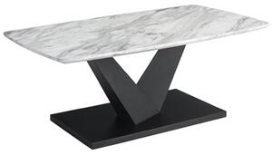 Malle Marble Effect Wooden Coffee Table With Black Metal Base