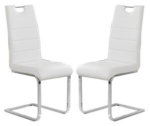 Petra White Faux Leather Dining Chairs In Pair