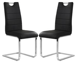 Petra Black Faux Leather Dining Chairs In Pair