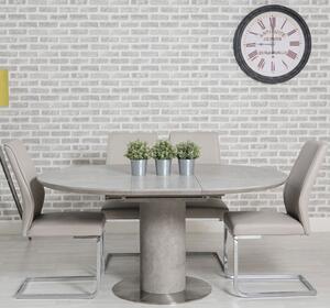 Delta Round Extending Dining Set With 4 Taupe Seattle Chairs