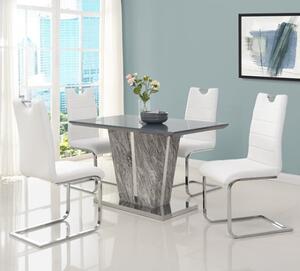 Melange Marble Small Dining Table With 4 Petra White Chairs