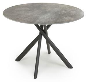 Accro Grey Glass Top Dining Table With Metal Black Legs