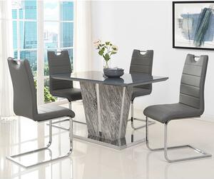 Melange Marble Small Dining Table With 4 Petra Grey Chairs