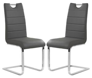 Petra Grey Faux Leather Dining Chairs In Pair