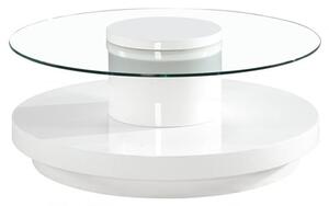 Nacala Clear Glass Coffee Table With White High Gloss Base