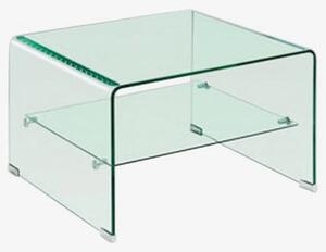 Afya Glass Lamp Table With Shelf In Clear