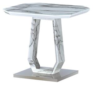 Wantu Marble Effect Glass Lamp Table