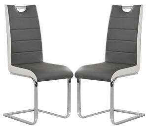 Petra Grey And White Faux Leather Dining Chairs In Pair