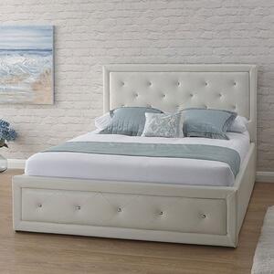 Honiton Faux Leather Double Bed In White